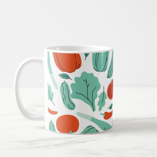 Caneca De Café Comida de Cartoons Bonitos: Padrão de Vegetais Vib (Esquerda)