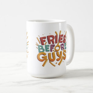 Caneca De Café Comida Engraçado - Fries Antes De Caras