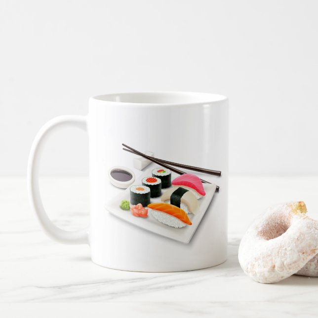 Caneca De Café Comida japonesa de sushi (Com Donut)