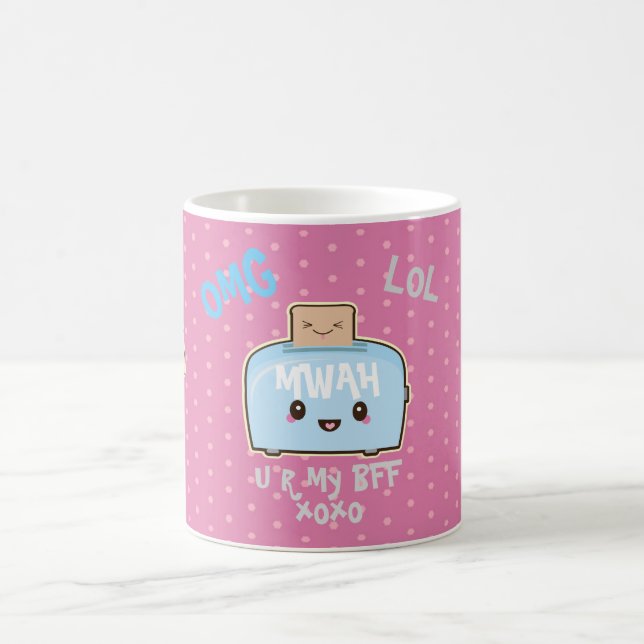 Caneca De Café Comida Kawaii BFF Personalizada dos Melhores Amigo (Centro)
