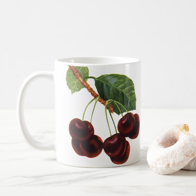 Caneca De Café Comidas de Frutas, Cerejas de Estripagem de uma Ár (Com Donut)