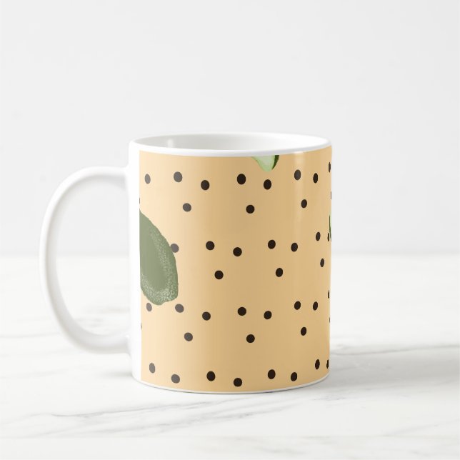 Caneca De Café Comidas saudáveis. Padrão abacado sem costura, aba (Esquerda)