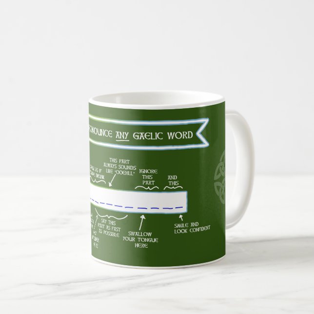 Caneca De Café Como anunciar qualquer palavra gaélica (verde) (Frente Esquerda)