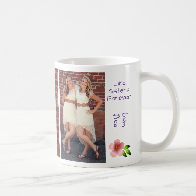 Caneca De Café Como Irmãs Para Sempre 2 BFF Personalizar Nomes (Direita)
