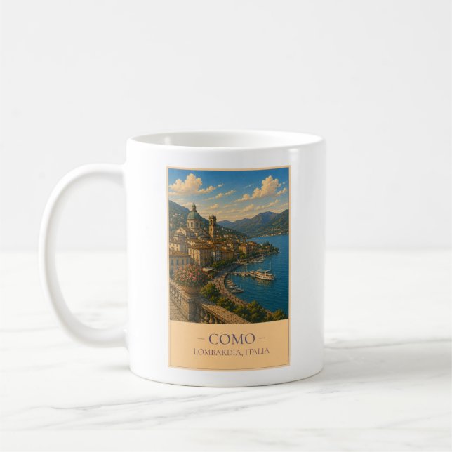 Caneca De Café Como, Italy – Vintage Travel Mug (Esquerda)
