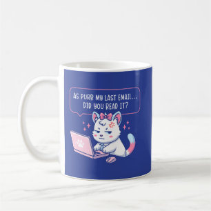 Caneca De Café Como Mia Meu Último E-mail - Humor Felino no Escri