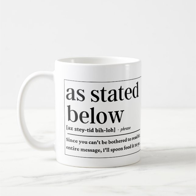 Caneca De Café Como se diz abaixo a definição engraçada (Esquerda)
