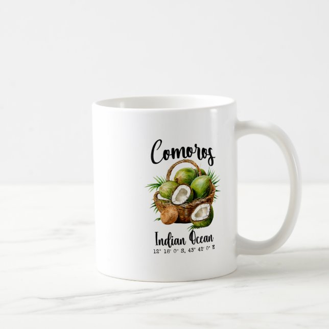 Caneca De Café Comores Coco Índico Ilha Tropical Gps V (Direita)