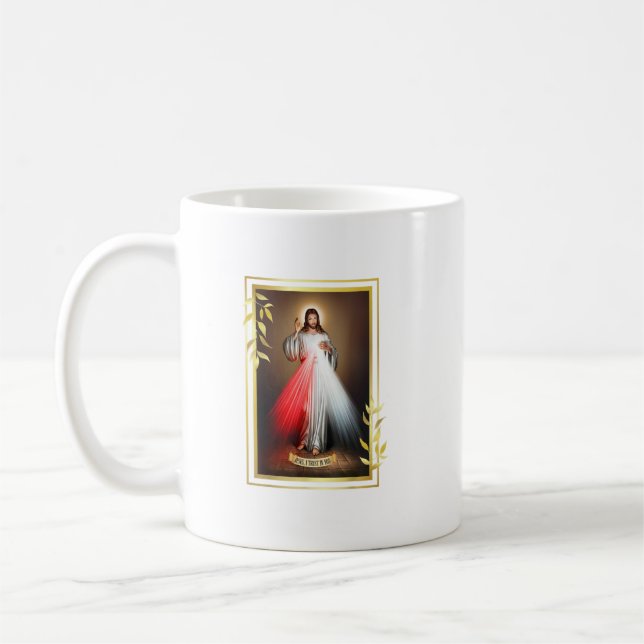 Caneca De Café Compaixão Divino Jesus Cristo Jesus Eu Confio Em V (Esquerda)