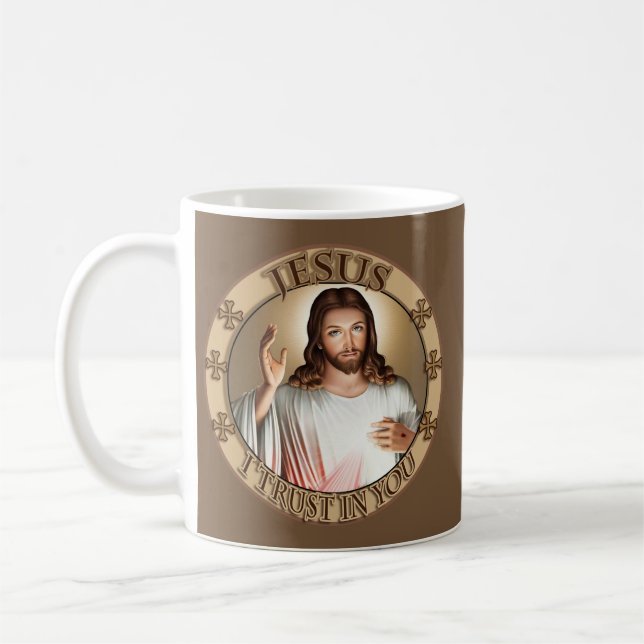 Caneca De Café Compaixão divino Jesus eu confio em você a (Esquerda)