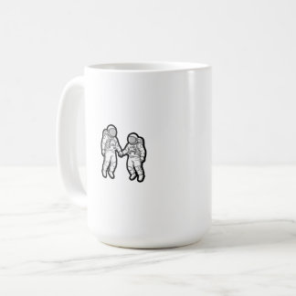 Caneca De Café Companheiros Cósmicos - Astronautas Segurando Mãos