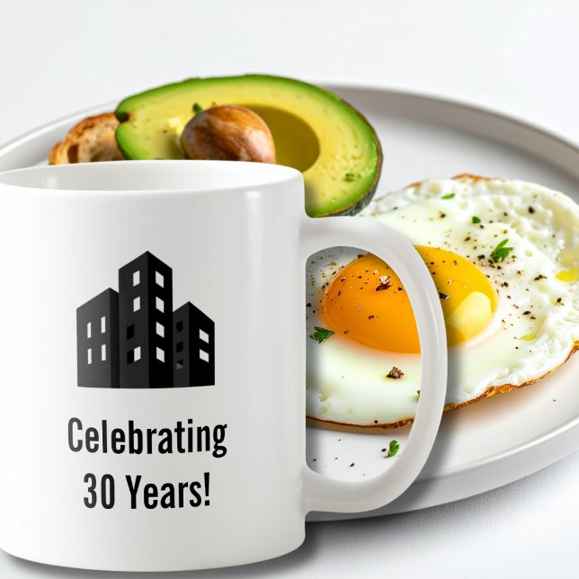 Caneca De Café Company Business Logo Celebrating # Years Custom (Criador carregado)