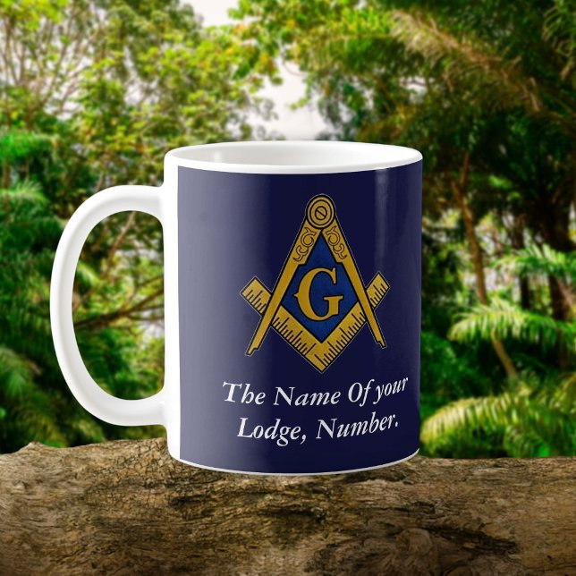 Caneca De Café Compass Masonic Masonic marinho (Criador carregado)