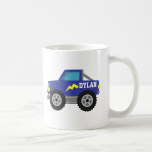 Caneca De Café Competindo o monster truck azul, para meninos