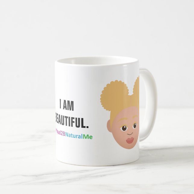 Caneca De Café Complexação #Proud2BNaturalMe "Sou LINDA" (Frente Esquerda)