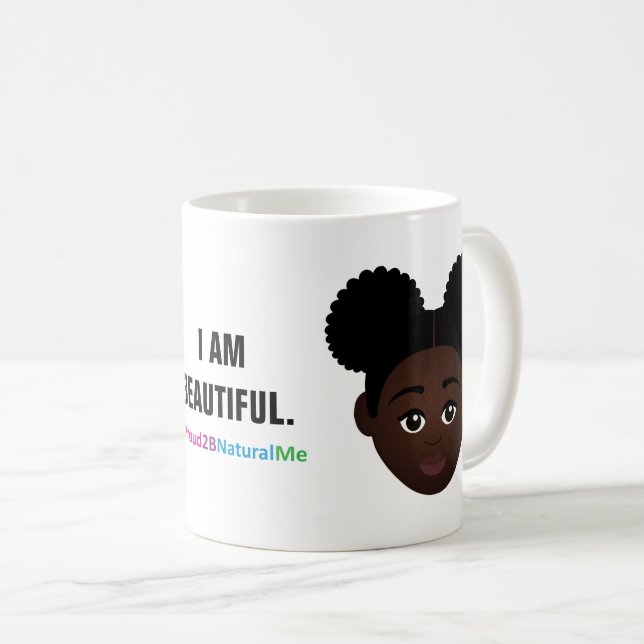 Caneca De Café Complexação #Proud2BNaturalMe "Sou LINDA" (Frente Esquerda)