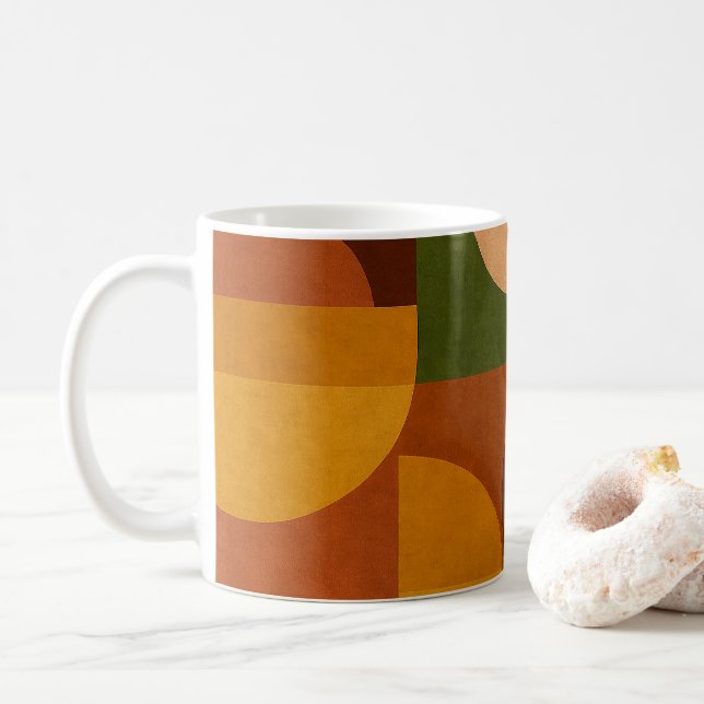 Caneca De Café Composição Abstrata de Meados do Século Moderno (Com Donut)