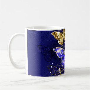 Caneca De Café Composição com Borboletas Safira