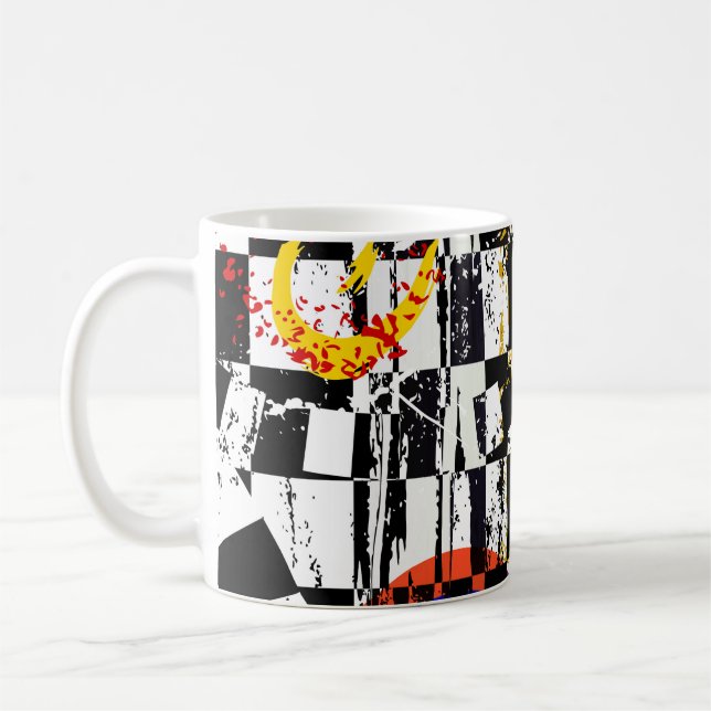 Caneca De Café composição de fundo abstrato, com traços, spl (Esquerda)