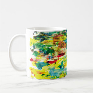 Caneca De Café Composição de pintura de óleo de desenhar à mão.