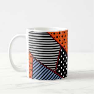 Caneca De Café Composição Geométrica abstrato: Padrão Azul Laranj