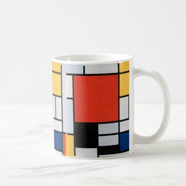 Caneca De Café Composição Mondrial Amarelo Vermelho Azul Preto (Direita)