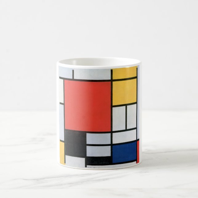Caneca De Café Composição Vermelho, Amarelo, Azul, Preto, Mondria (Centro)