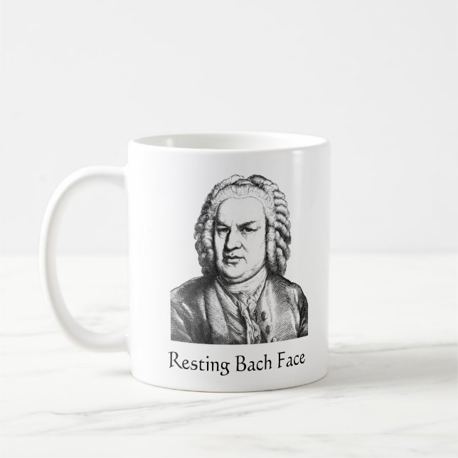 Caneca De Café Compositor de Música Clássica de Bach Face em Desc (Esquerda)