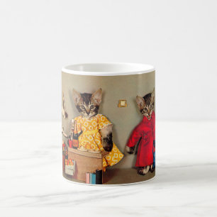 Caneca De Café comprando mesa de gatinho e caixa de couve