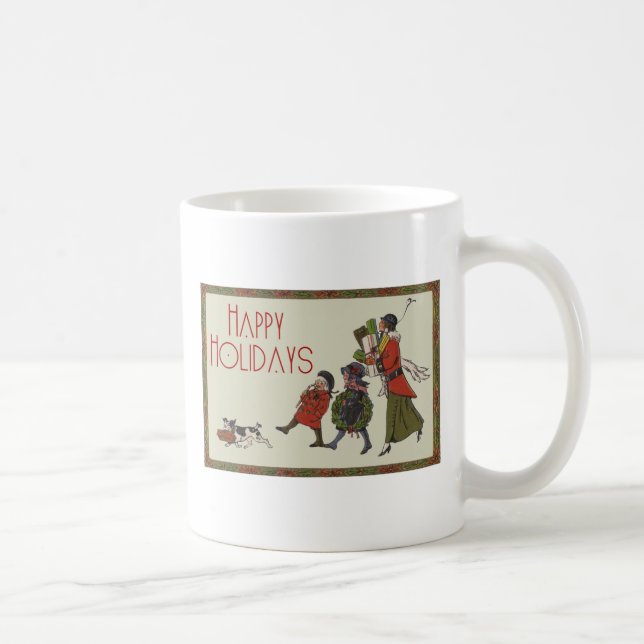 Caneca De Café Compras de Natal Vintage Diversão em Família (Direita)
