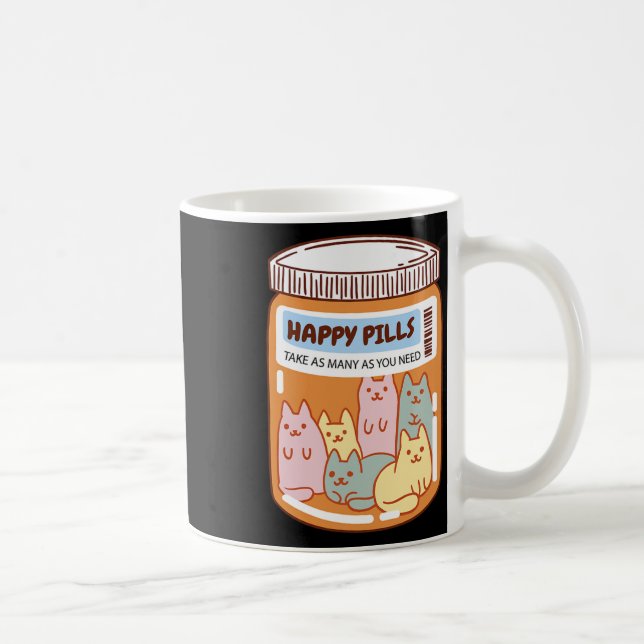 Caneca De Café Comprimidos felizes Divertidos Gatos De Saúde Ment (Direita)
