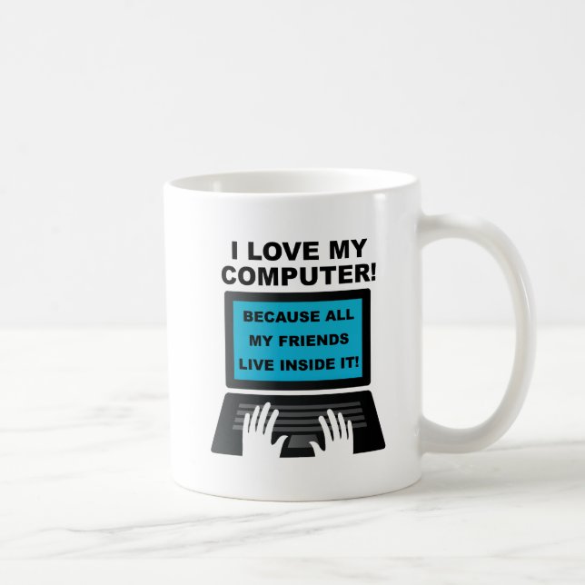 Caneca De Café Computador Amigo Engraçado (Direita)