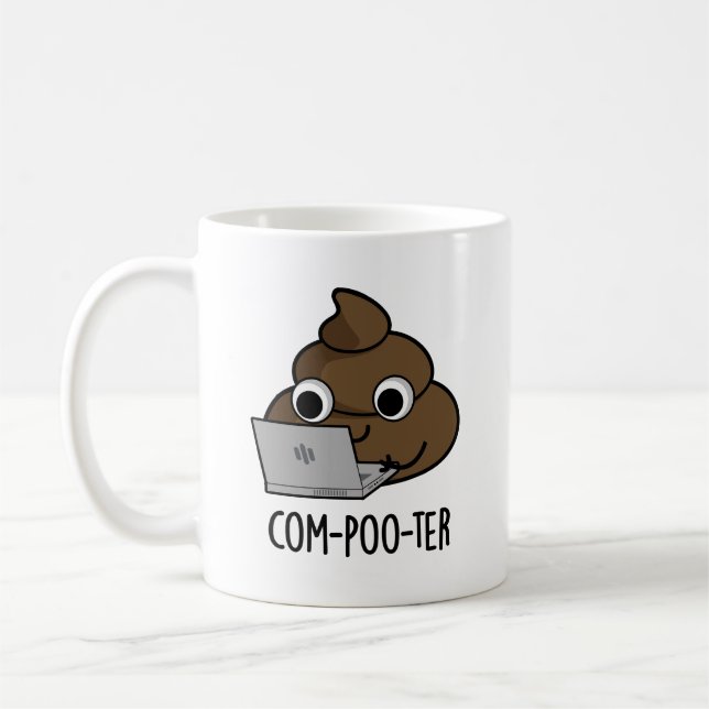 Caneca De Café Computador-Engraçado Computador Cocô Piada  (Esquerda)