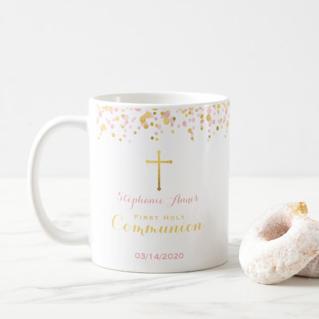 Caneca De Café Comunion Pink e Confetti Dourado (Com Donut)