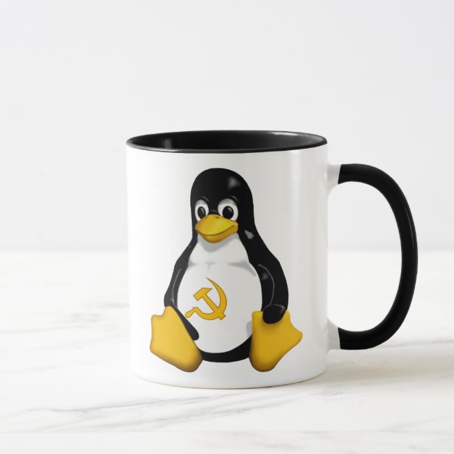 Caneca de café comunista do pinguim (Linux) (Direita)