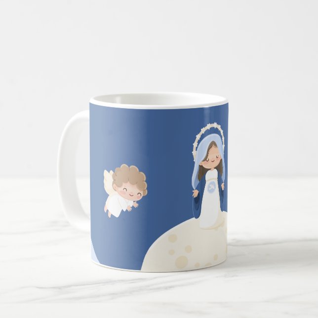 Caneca De Café Concepção Imaculada de Maria Kawaii (Frente Esquerda)