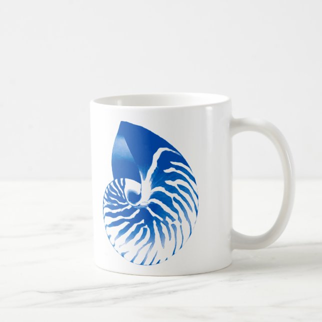 Caneca De Café Concha de Nautilus - azul cobalto e branco (Direita)