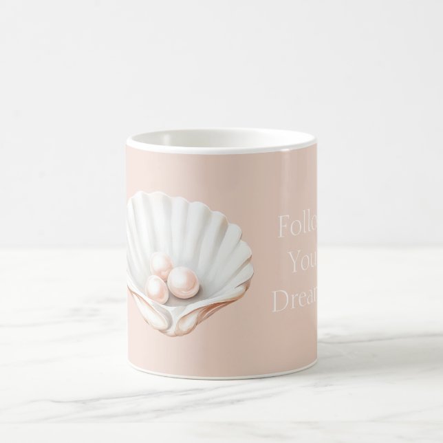 Caneca De Café Concha de Pérolas Rosa Bege (Centro)