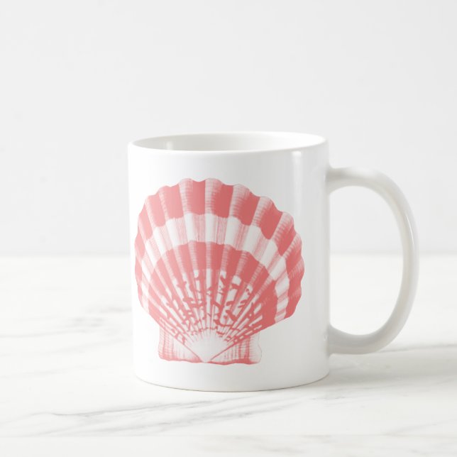 Caneca De Café Concha - rosa coral e branco (Direita)
