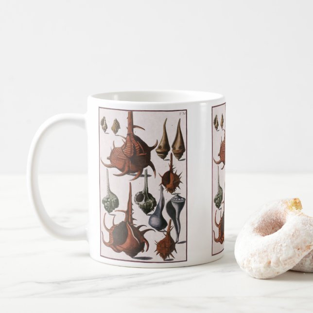 Caneca De Café Conchas, Conchas Marinhas Antigas, Vida Marinha Oc (Com Donut)