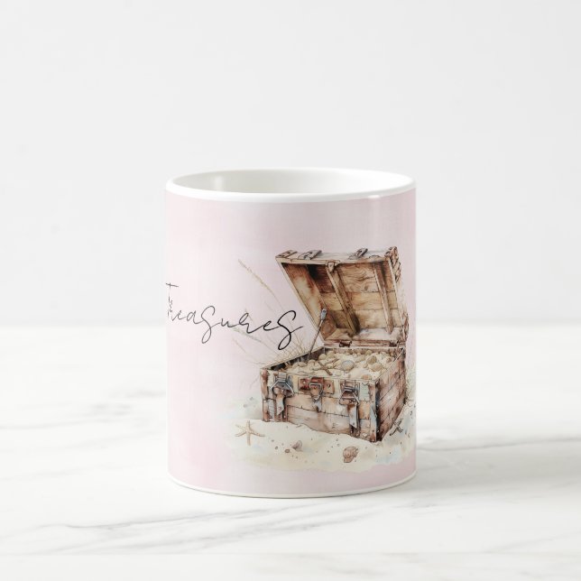 Caneca De Café Conchas de Caixa de Tesouro Rosa (Centro)