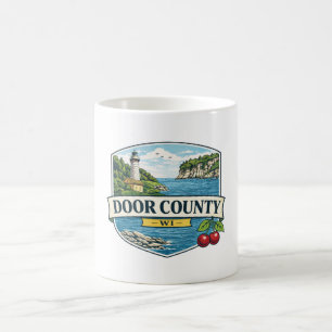 Caneca De Café Condado de Door, WI Farol e Lago MichiganÍmã