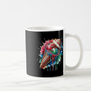 Caneca De Café Cone De Aquarela De Sorvete De Futebol Com Sprin