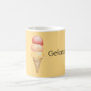 Caneca De Café Cone de Gelato Italiano Vermelho Amarelo