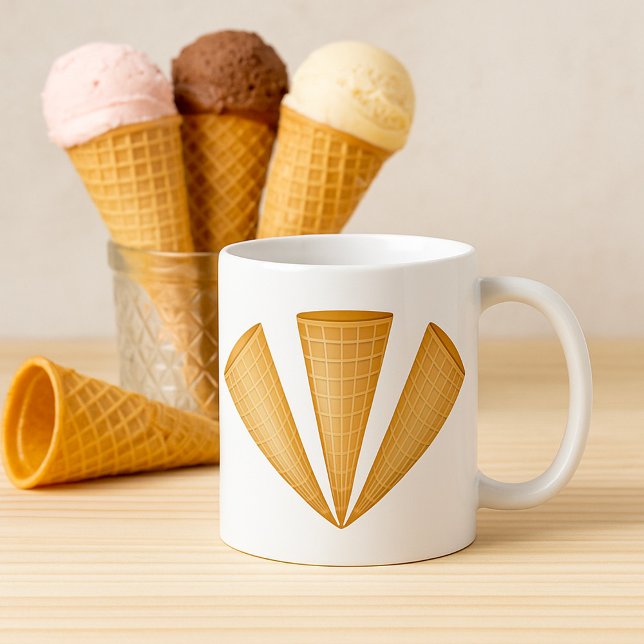 Caneca De Café Cone de Sorvete de Waffle Triplo Sobremesa de Verã (Criador carregado)