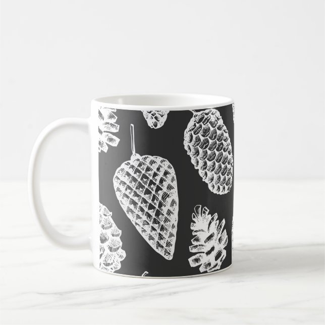 Caneca De Café Cones de pinheiro, quadro botânico. (Esquerda)