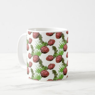 Caneca De Café Cones e ramos em branco.