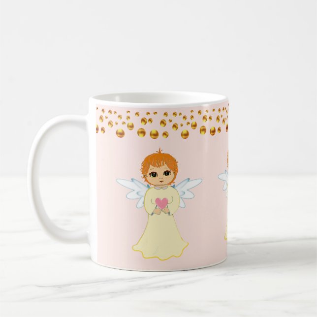 Caneca De Café Confete de Anjo e Pontos Dourados (Esquerda)