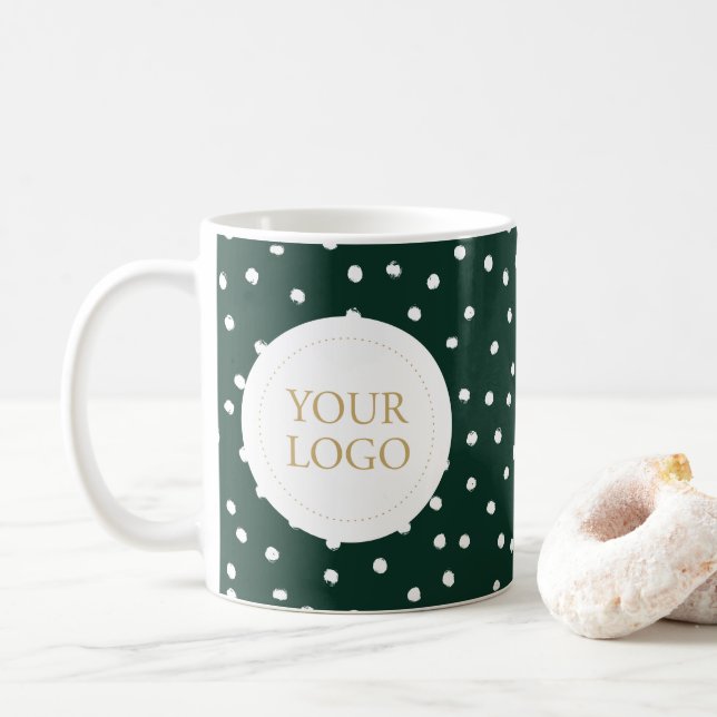 Caneca De Café Confete de Feriado Verde Logotipo Simples Personal (Com Donut)