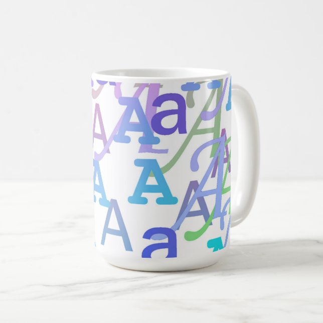 Caneca De Café Confete de Letras "A" (Frente Esquerda)